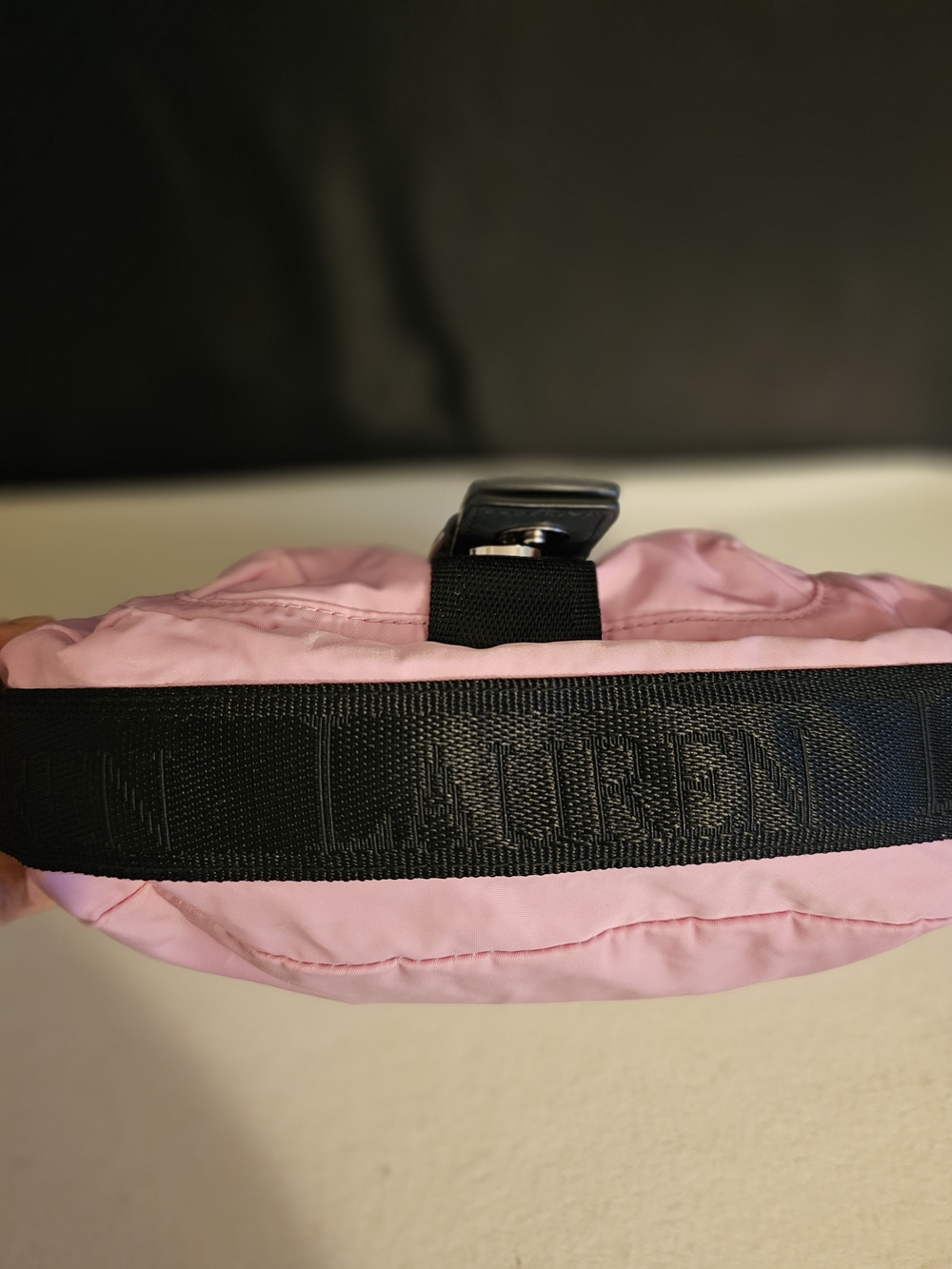 Lauren Ralph Lauren Pink Shoulder Bag with Black Strap and Buckle. - Picture 9 of 11